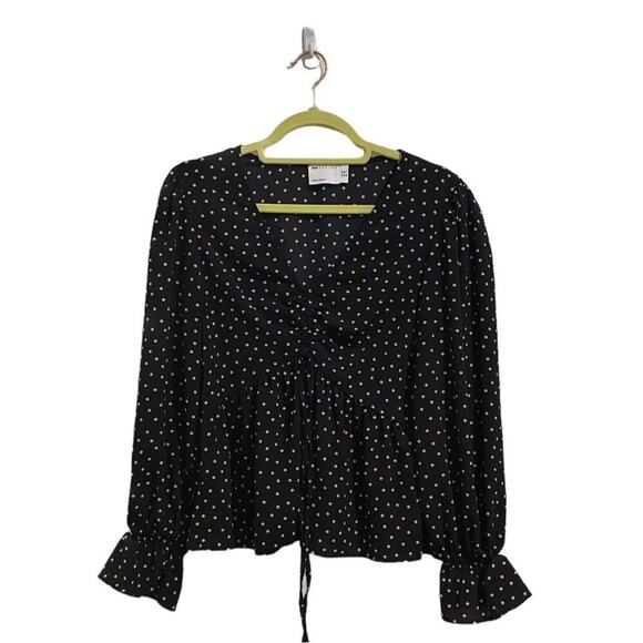 Asos Black Polka Dot Blouse Sz 6 - Picture 1 of 11